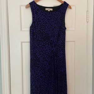 LOFT Black and Purple Patterned dress
